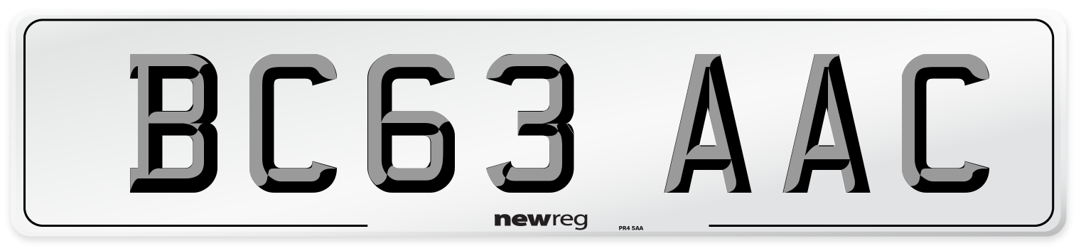 BC63 AAC Number Plate from New Reg